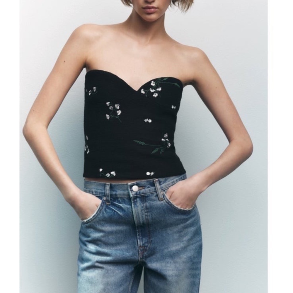Zara Embroidered Floral Bustier